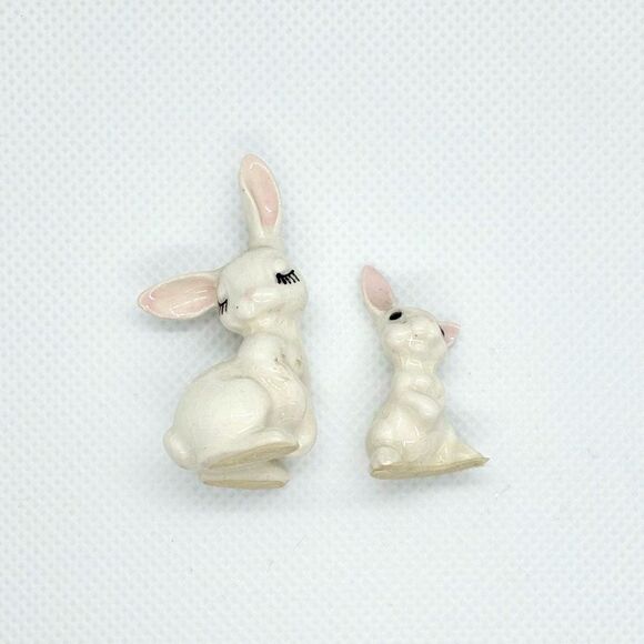 Retired vintage Hagen Renaker Mama and Baby Bunny Miniature Ceramic figures - Picture 4 of 11